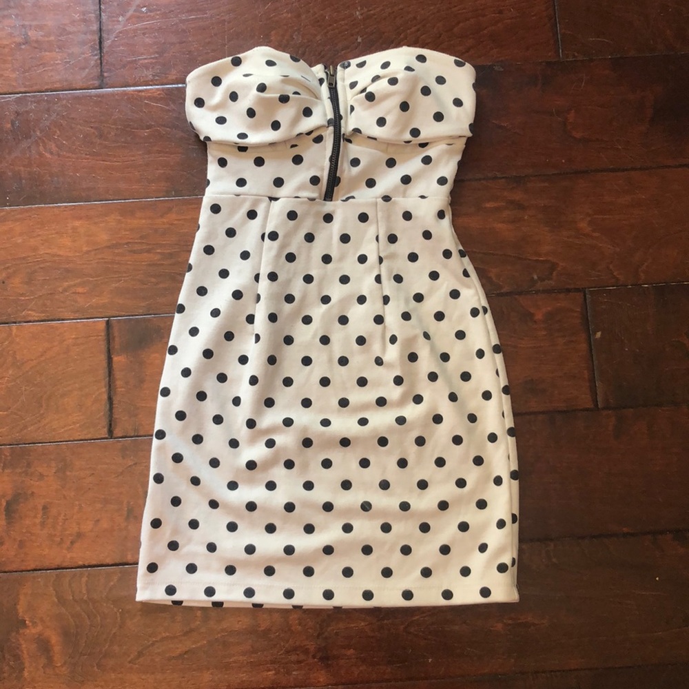Mini white and black polka dot dress